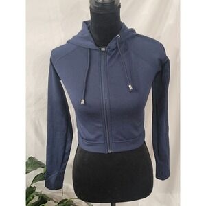 Embrace Your Love Navy Blue Cropped Full Zip‎ Hoodie Juniors M/L